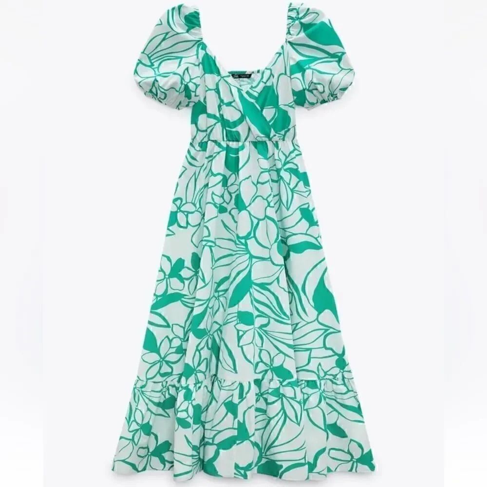 ZARA PRINTED POPLIN DRESS - Picture 10 of 11